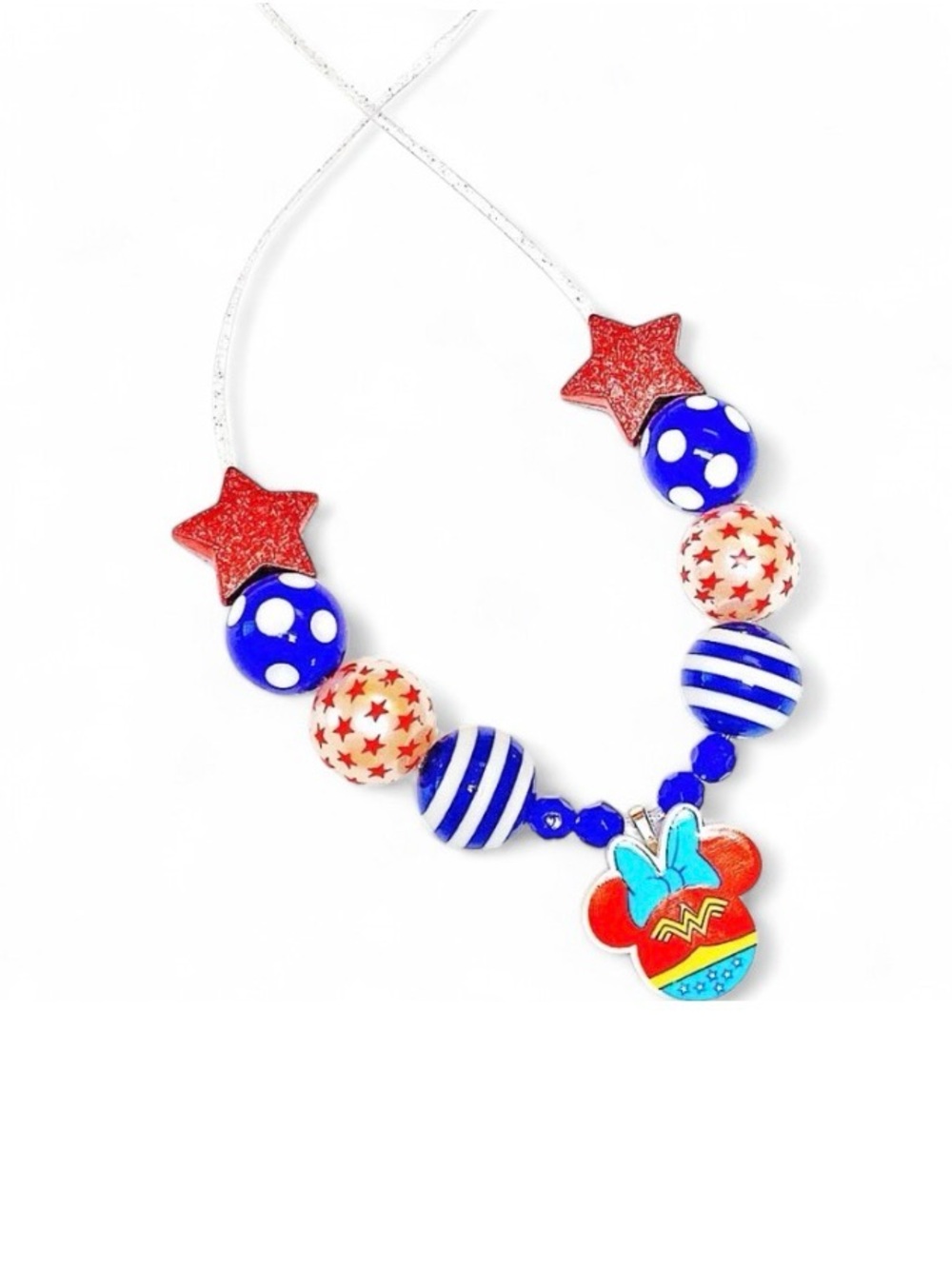 Handmade Minnie Mouse Head Wonder Woman DC Comics Superhero Bubblegum Necklace